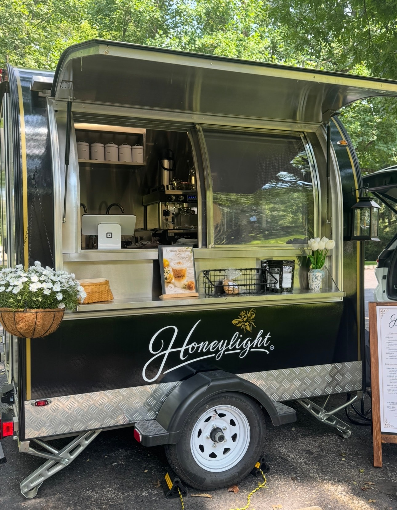 The Honeylight coffee trailer open for service